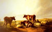 Thomas Sidney Cooper - Cattle and Sheep In A Landscape